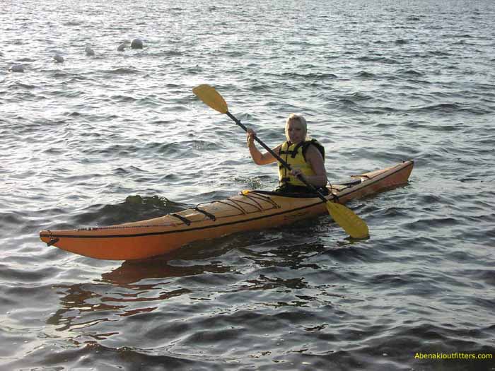Rachel paddling back, on Lake Dunmore