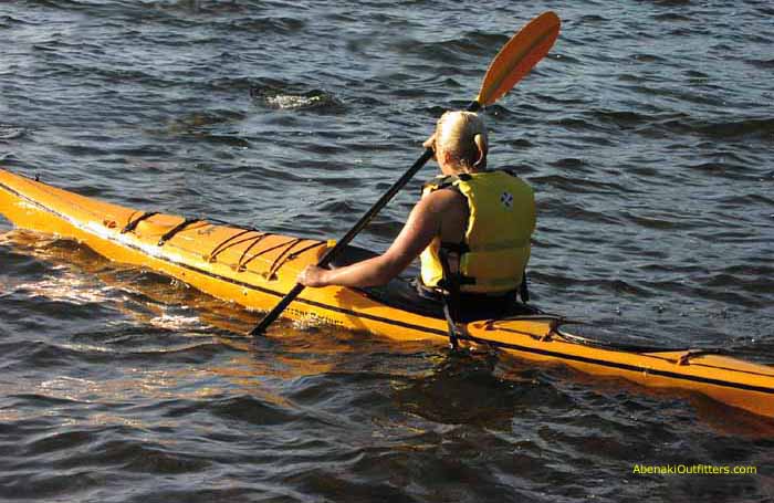 Rachel paddling on Lake Dunmore